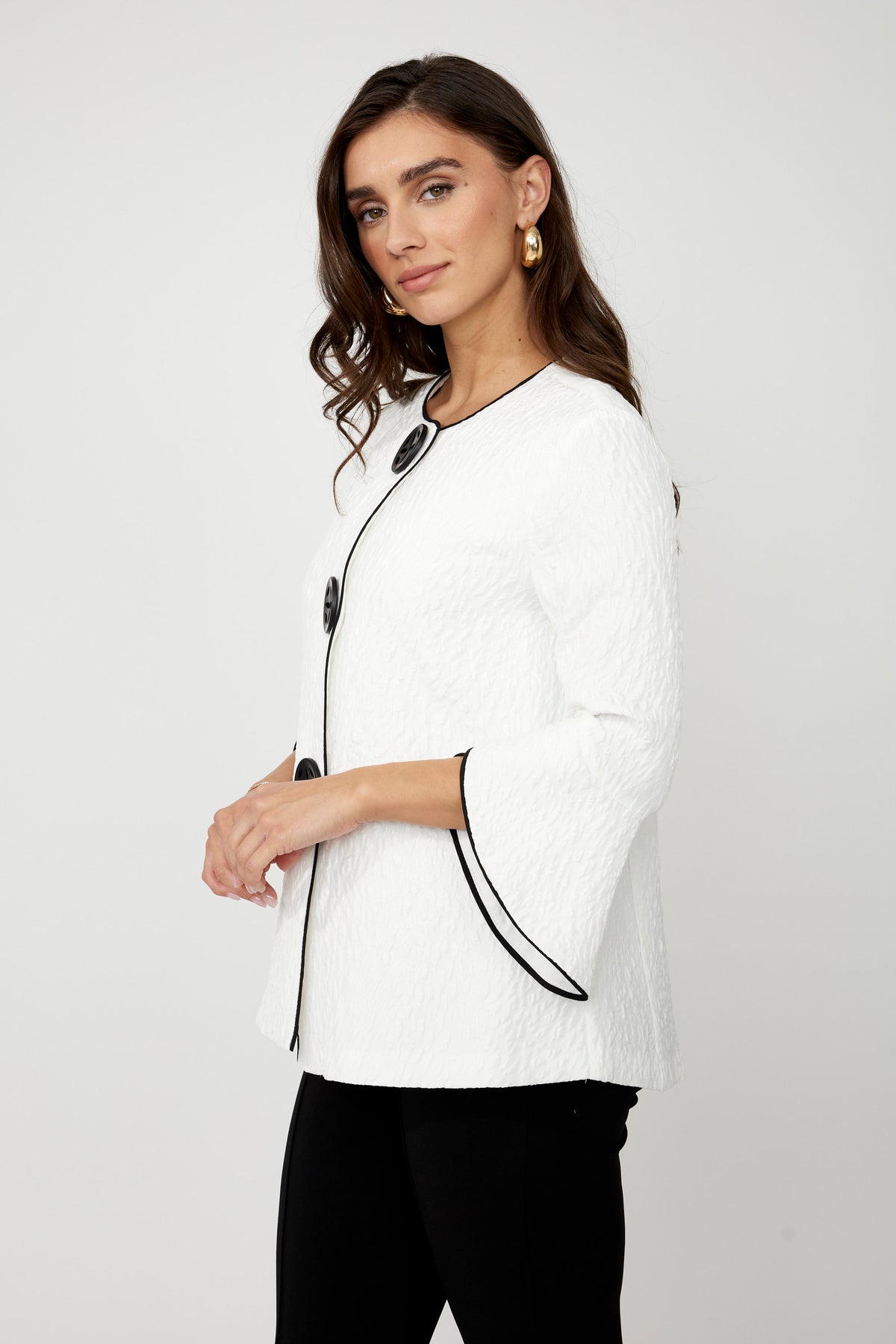 Button Jacket With Tulip Sleeves 948