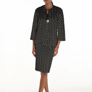 Woven Jacket with Gold Button Closure & Matching Skirt Suit 637
