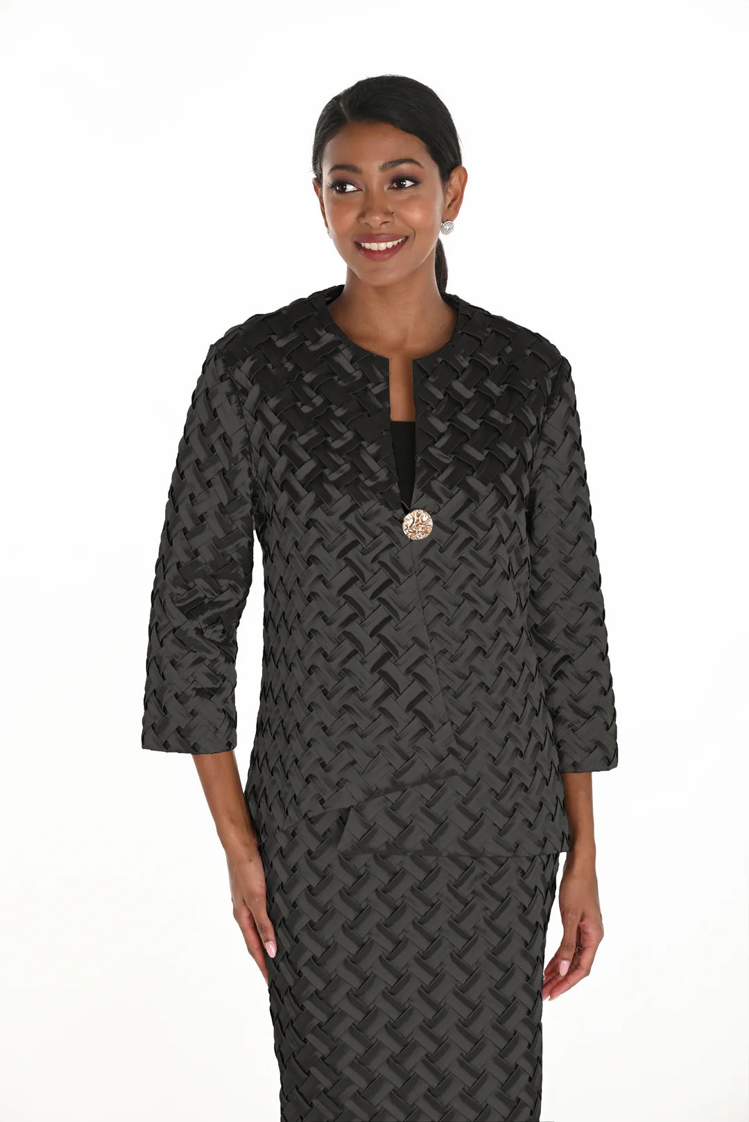 Woven Jacket with Gold Button Closure