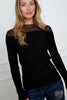 Long Sleeved Embellished Sheer Neckline Pullover