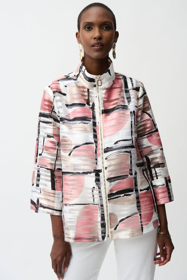 Organza Jacquard Abstract Print Boxy Jacket 752