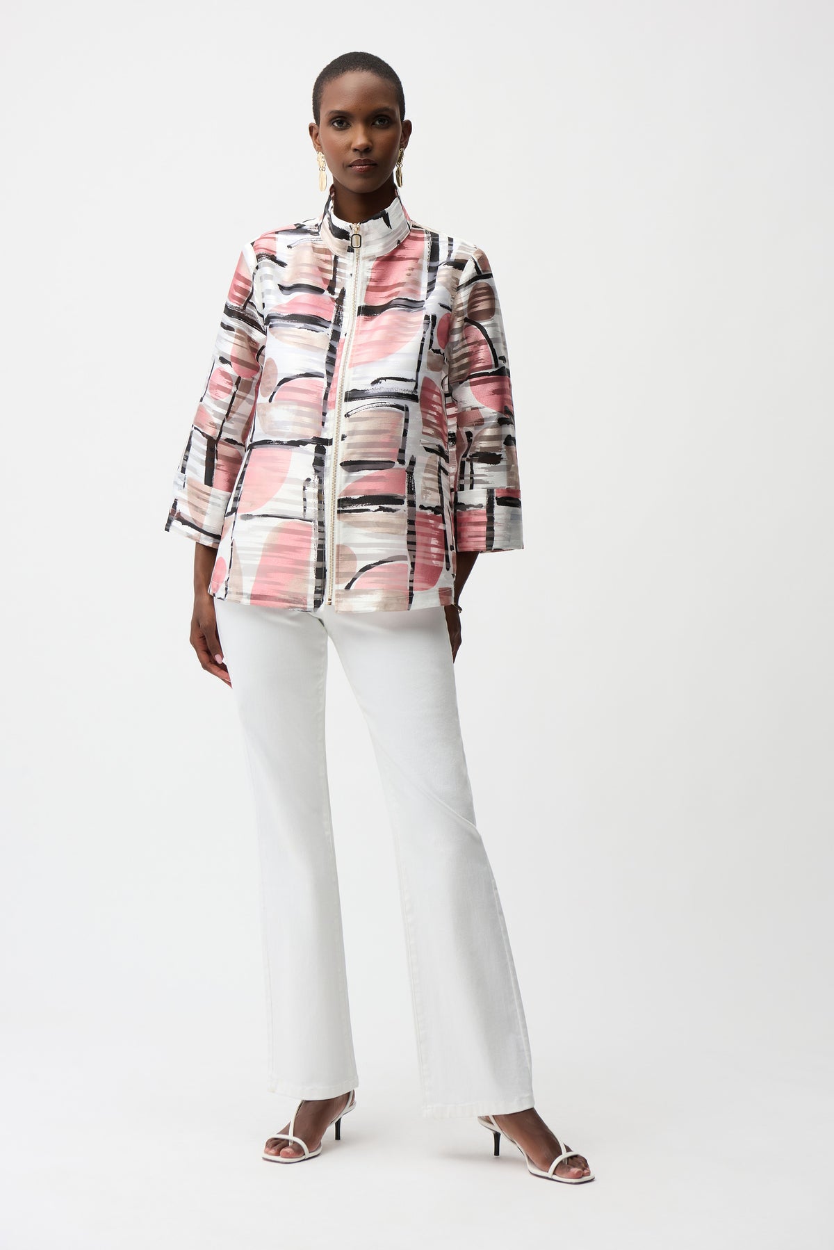 Organza Jacquard Abstract Print Boxy Jacket 752