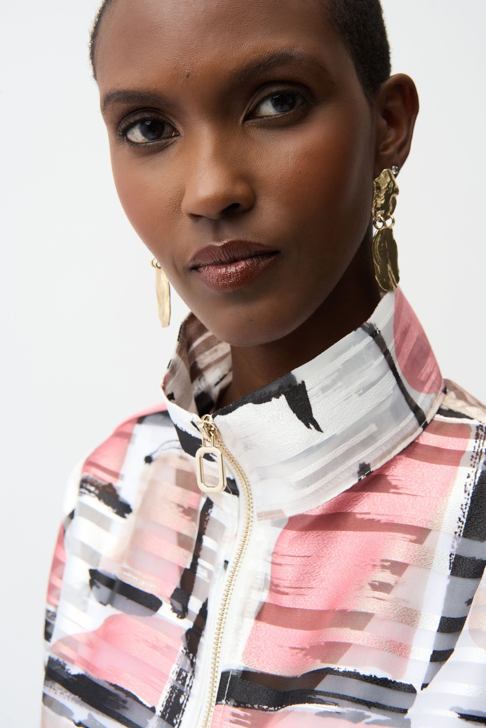 Organza Jacquard Abstract Print Boxy Jacket 752