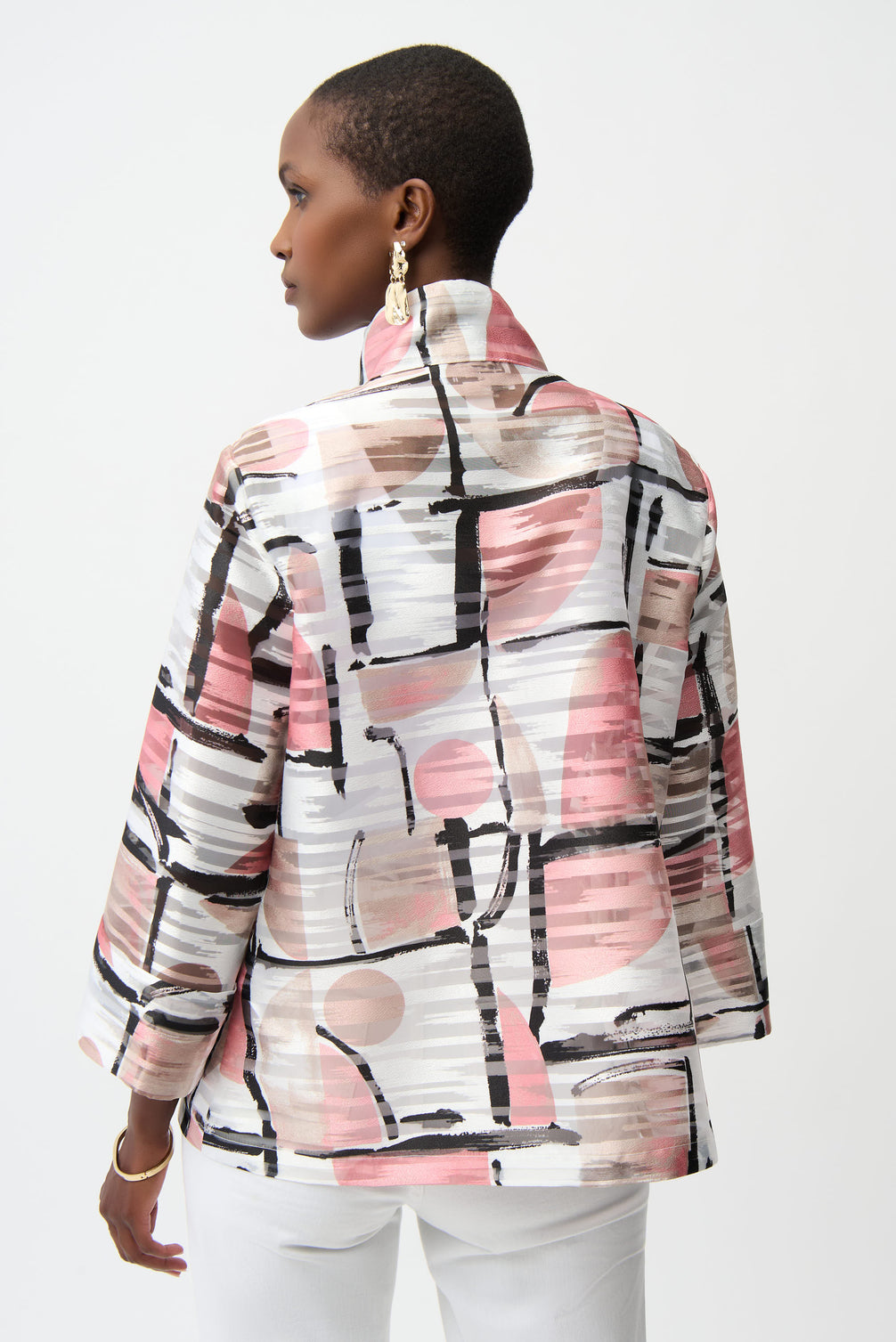 Organza Jacquard Abstract Print Boxy Jacket 752