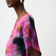 Chiffon Floral Print Asymmetrical Layered Top 757