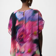 Chiffon Floral Print Asymmetrical Layered Top 757
