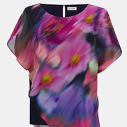 Chiffon Floral Print Asymmetrical Layered Top 757