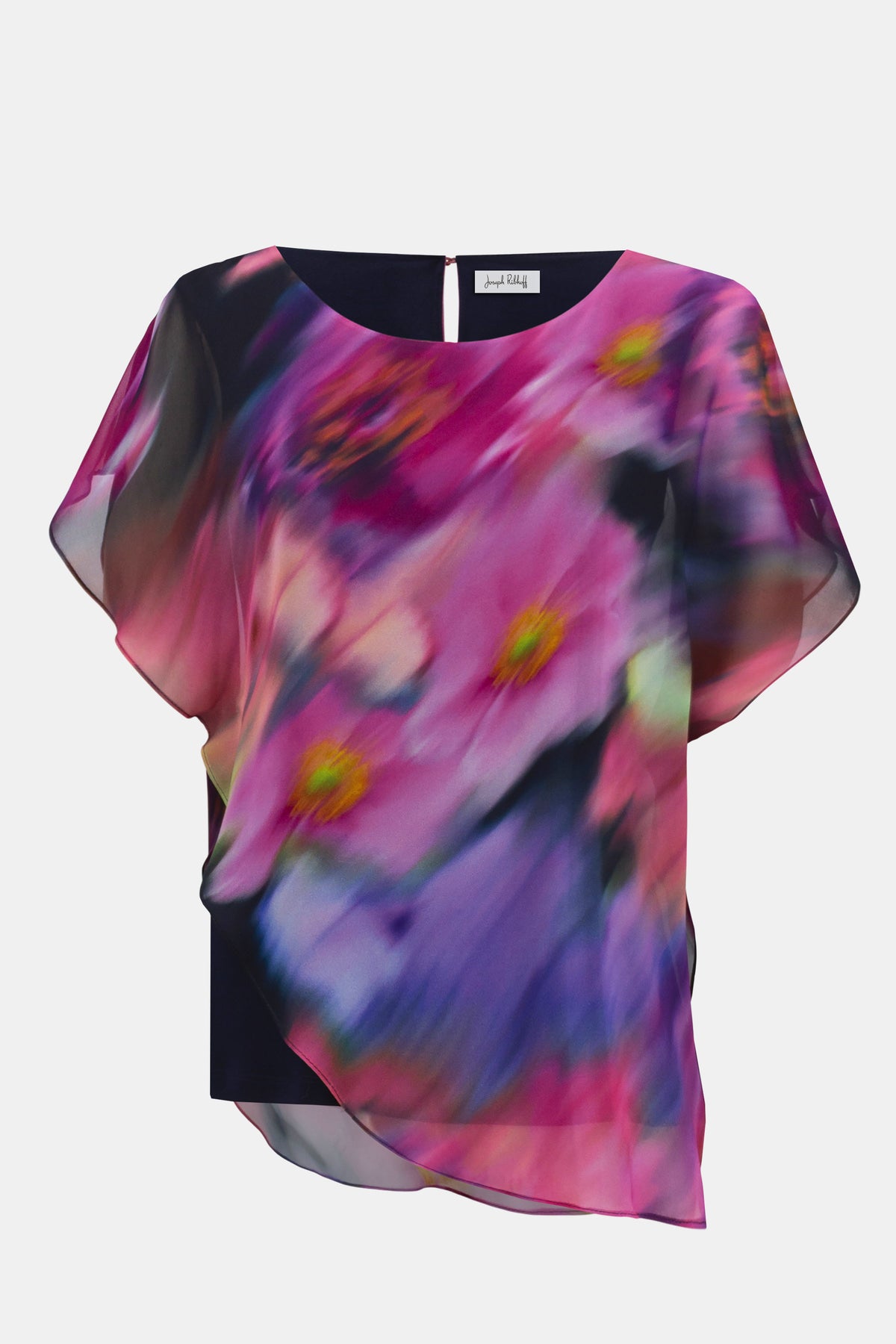 Chiffon Floral Print Asymmetrical Layered Top 757