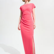 Scuba Crepe Sheath Gown With Rhinestones Piping 756