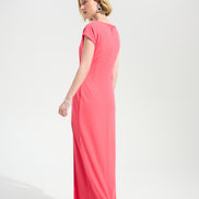 Scuba Crepe Sheath Gown With Rhinestones Piping 756