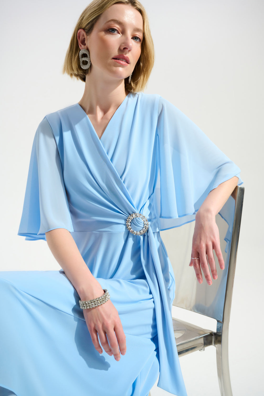 V-neck Wrap Midi Dress 775