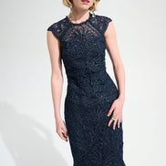 Guipure Soutache Trumpet Dress With Ruffle Hem 758