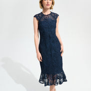 Guipure Soutache Trumpet Dress With Ruffle Hem 758