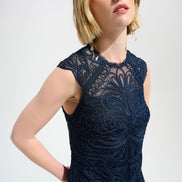 Guipure Soutache Trumpet Dress With Ruffle Hem 758