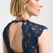 Guipure Soutache Trumpet Dress With Ruffle Hem 758