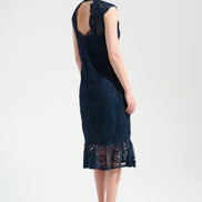 Guipure Soutache Trumpet Dress With Ruffle Hem 758