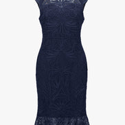 Guipure Soutache Trumpet Dress With Ruffle Hem 758