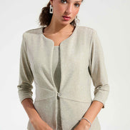 Sparkle Knit Fitted Jacket And Cami Set With Rhinestones Button 696