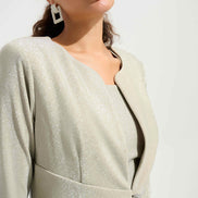 Sparkle Knit Fitted Jacket And Cami Set With Rhinestones Button 696