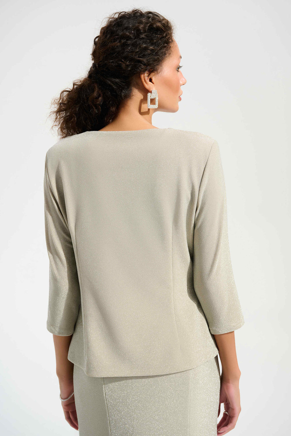 Sparkle Knit Fitted Jacket And Cami Set With Rhinestones Button 696
