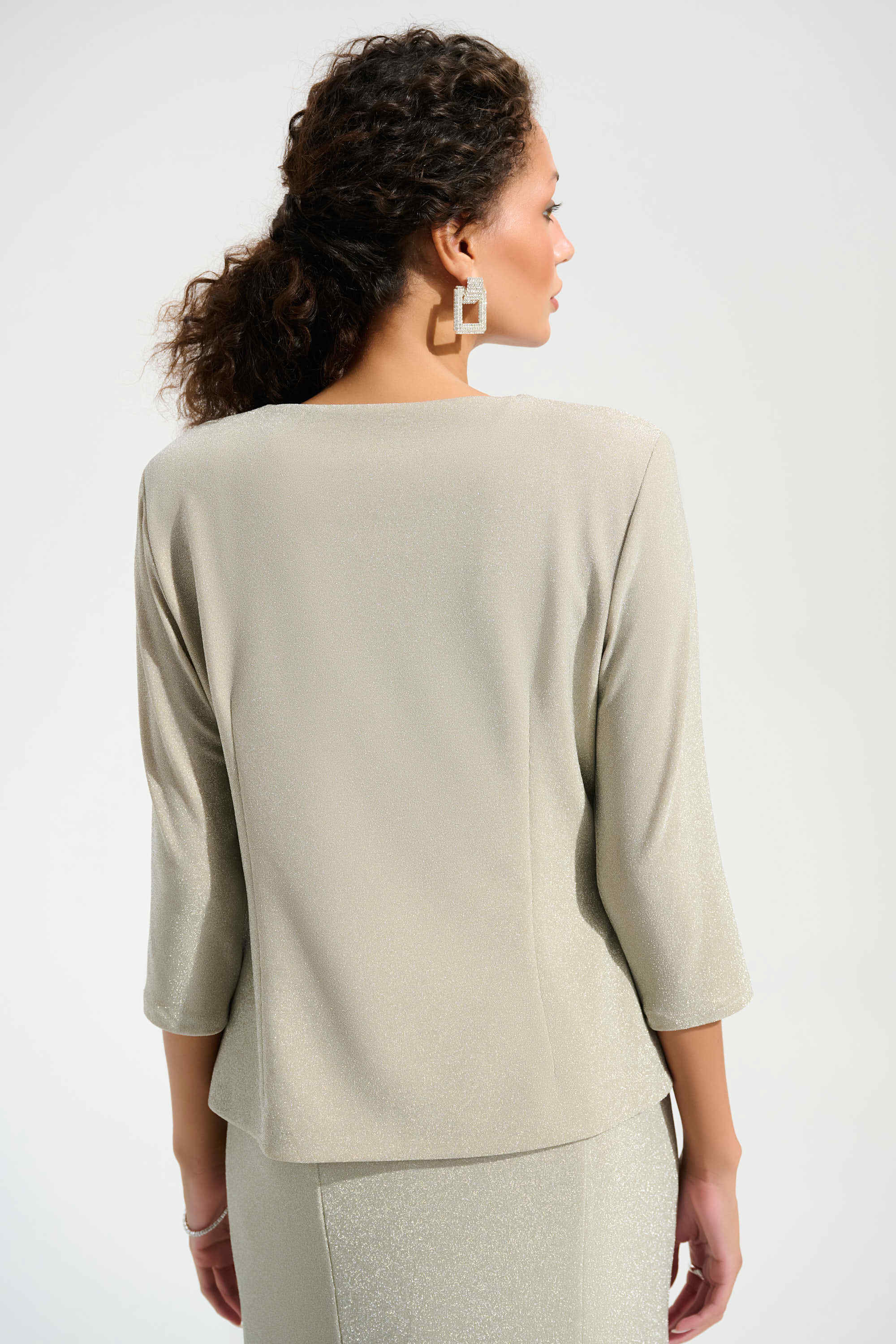 Sparkle Knit Fitted Jacket And Cami Set With Rhinestones Button