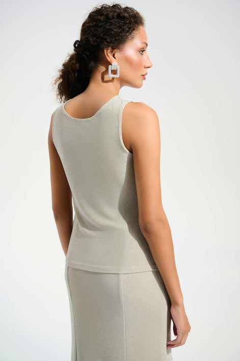 Sparkle Knit Fitted Jacket And Cami Set With Rhinestones Button