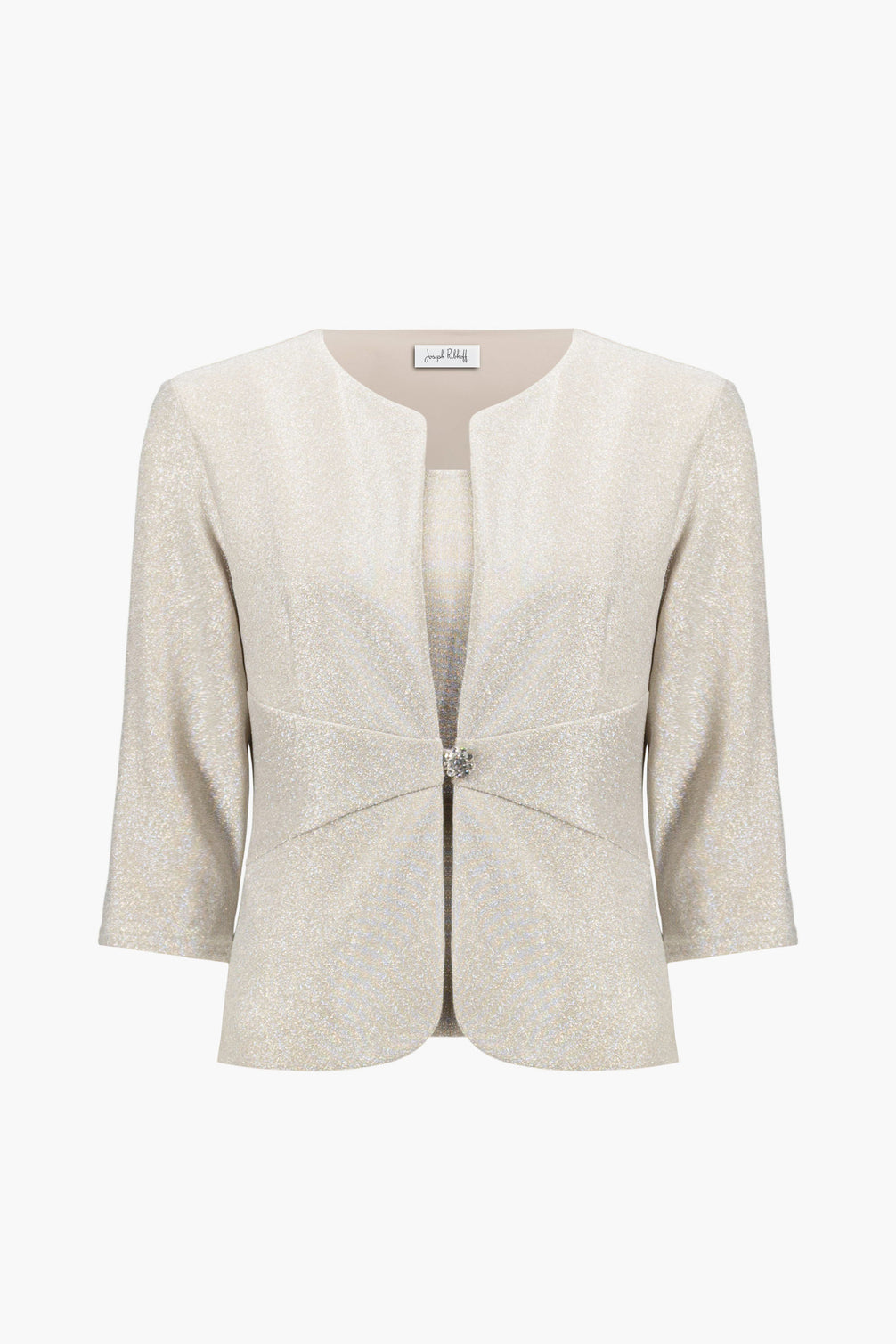 Sparkle Knit Fitted Jacket And Cami Set With Rhinestones Button 696