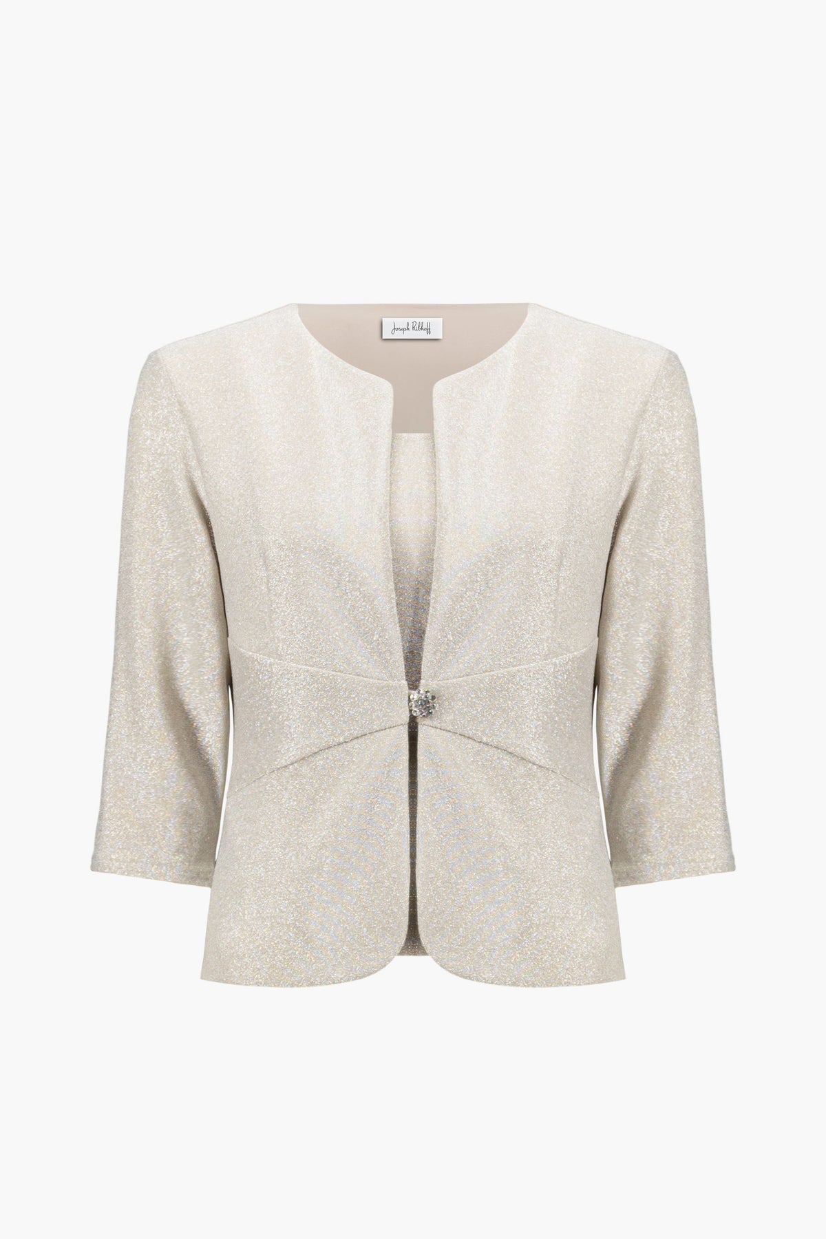 Sparkle Knit Fitted Jacket And Cami Set With Rhinestones Button 696