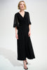 Silky Knit Wide Leg Jumpsuit With Chiffon Sleeves 760