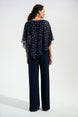 Silky Knit Dot Print Poncho With Rhinestones Trim 751
