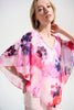 Silky Knit Floral Print Poncho With Chiffon Layer 759