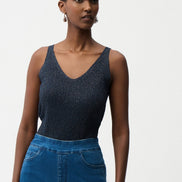 Metallic Knitted Camisole with Rhinestones 755