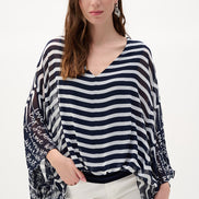 Chiffon And Silky Knit Printed Poncho Top 781