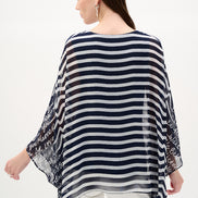Chiffon And Silky Knit Printed Poncho Top 781