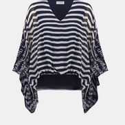 Chiffon And Silky Knit Printed Poncho Top 781