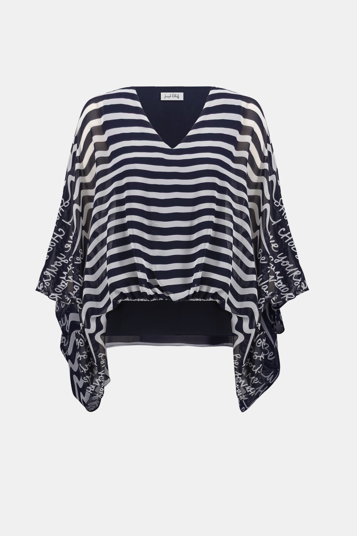 Chiffon And Silky Knit Printed Poncho Top 781