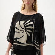 Sheer Woven Tropical Poncho Top 813