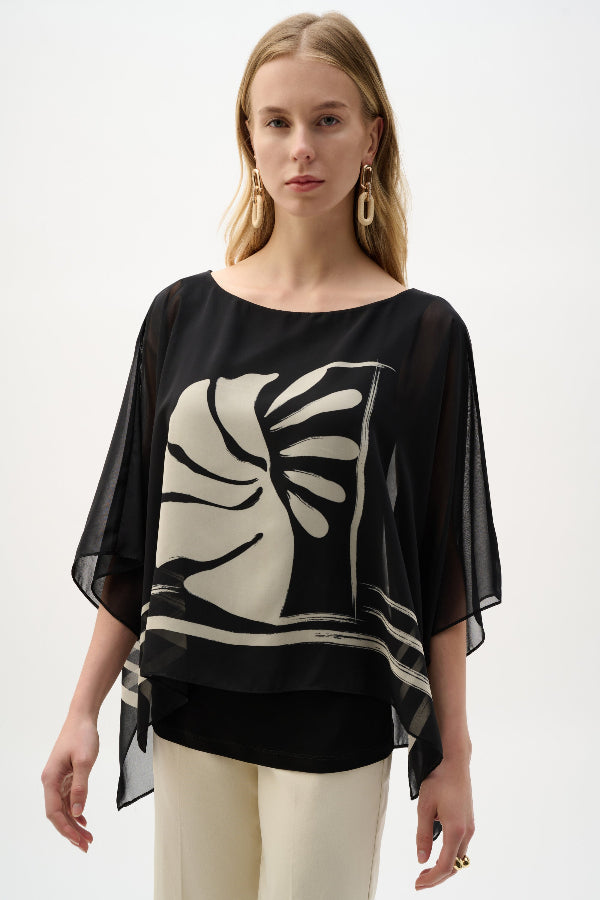 Sheer Woven Tropical Poncho Top 813