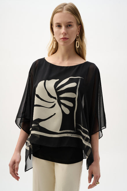 Sheer Woven Tropical Poncho Top 813