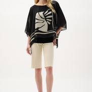 Sheer Woven Tropical Poncho Top 813