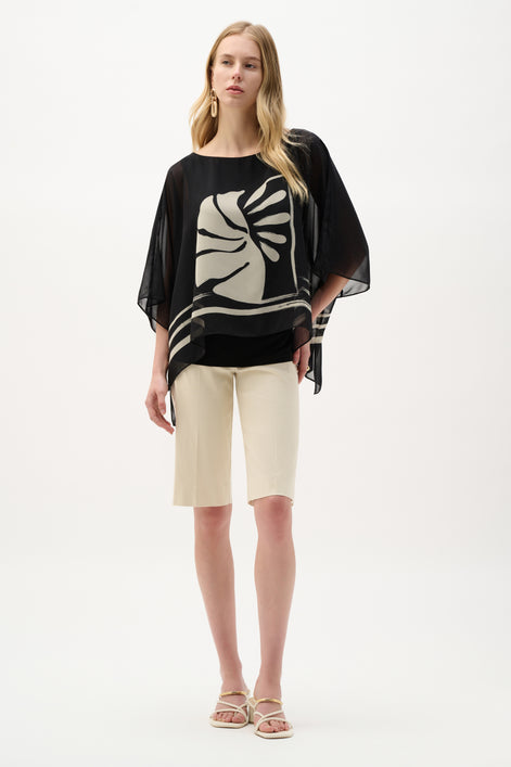 Sheer Woven Tropical Poncho Top 813