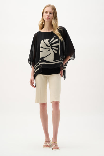 Sheer Woven Tropical Poncho Top 813