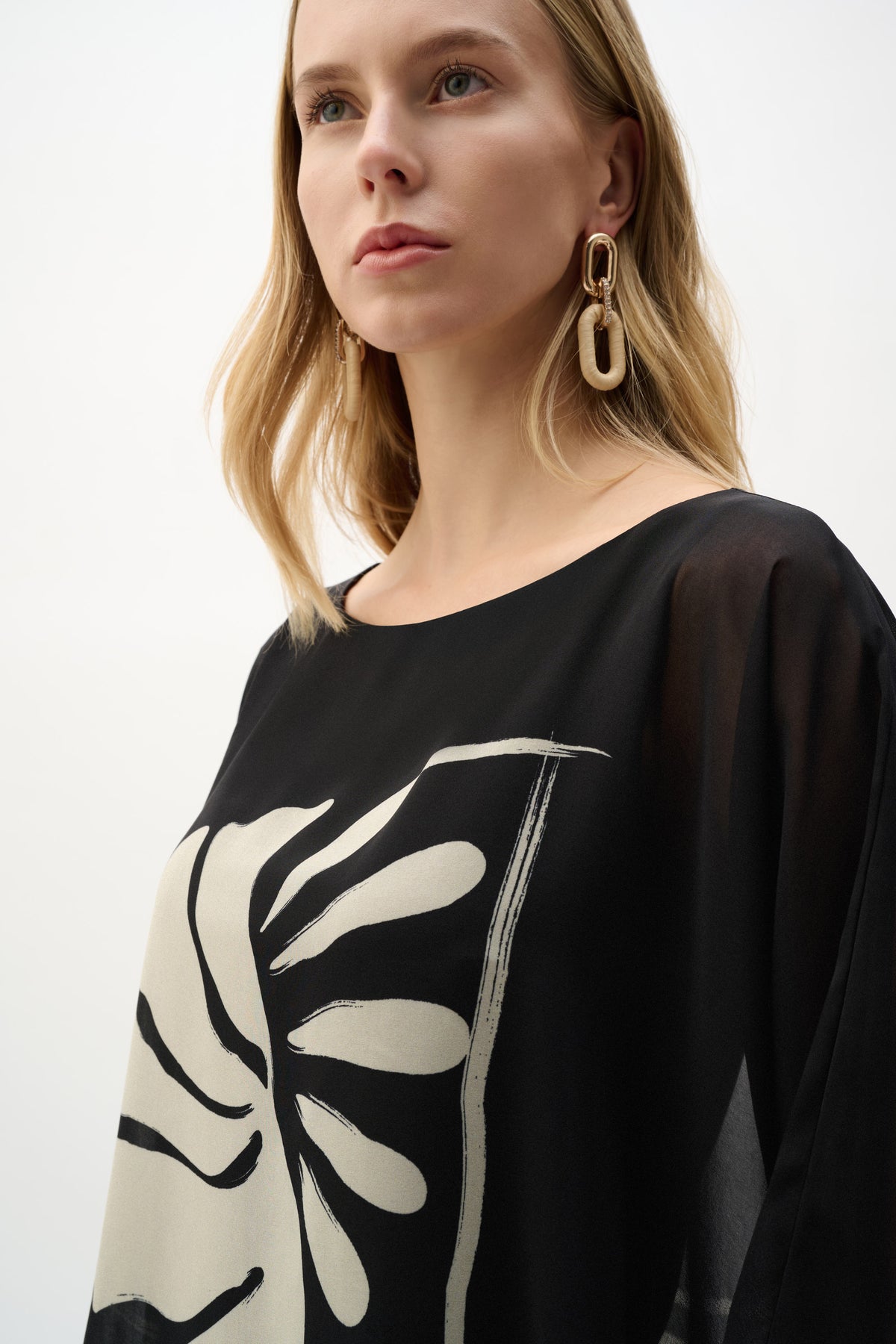 Sheer Woven Tropical Poncho Top 813