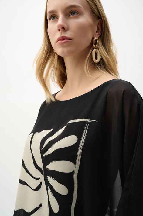 Sheer Woven Tropical Poncho Top 813