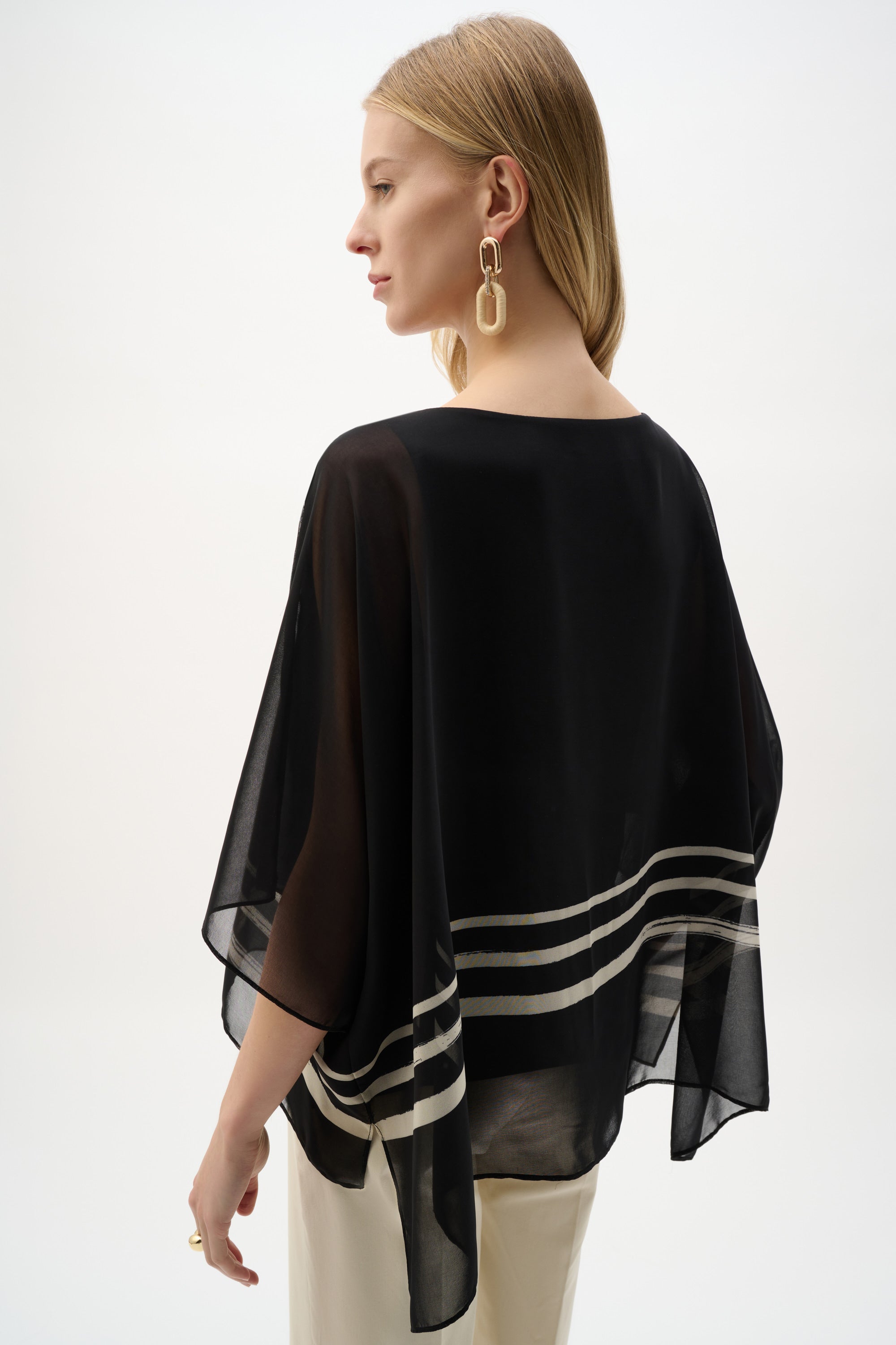 Sheer Woven Tropical Poncho Top 813