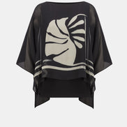 Sheer Woven Tropical Poncho Top 813