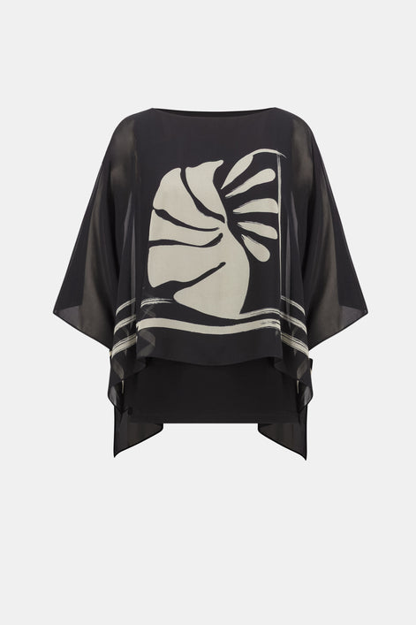 Sheer Woven Tropical Poncho Top 813
