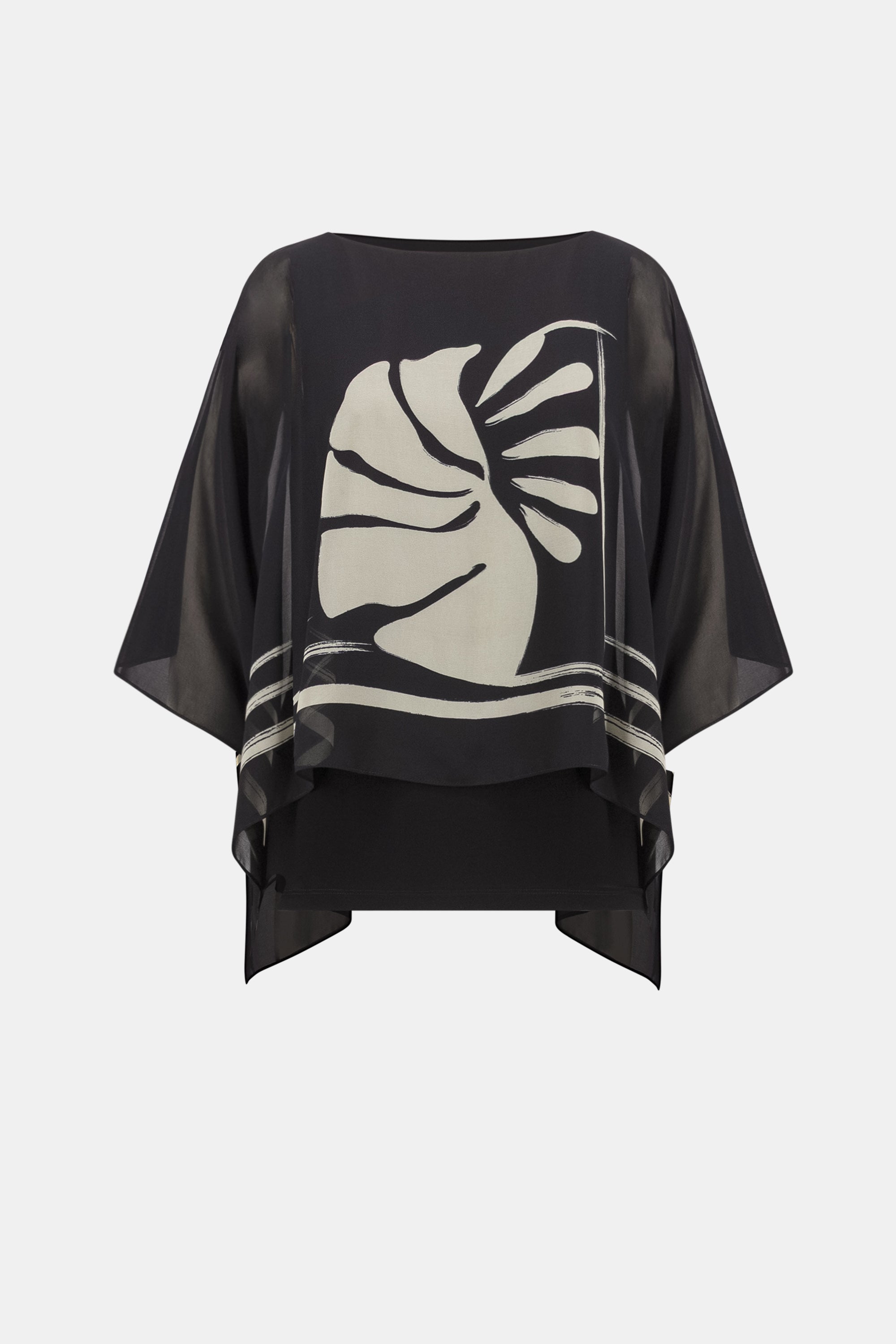 Sheer Woven Tropical Poncho Top 813