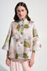 Floral Jacquard Trapeze Jacket With Bell Sleeves 784
