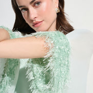 Chiffon Knit Poncho Top With Novelty Trim 787